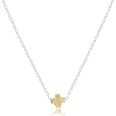 16" Necklace Mixed Metal - Signature Cross Small Gold