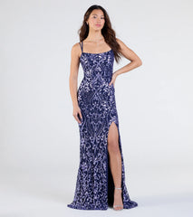 Andrea Cutout Slit Mermaid Sequin Formal Dress