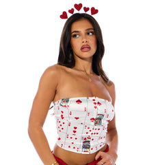 Queen Of Hearts Satin Corset Top