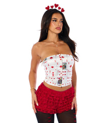 Queen Of Hearts Satin Corset Top