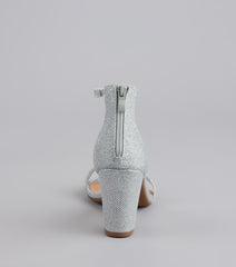Cue The Compliments Glitter Block Heels