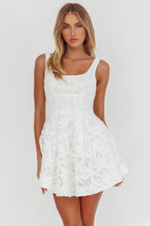 Miley Embroidered A-Line Mini Dress White