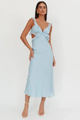 Second Chances Ruffle Trim Maxi Dress Blue