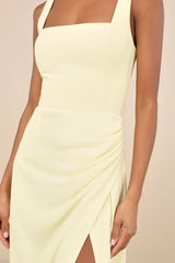 Glamorous Disposition Light Yellow Ruched Maxi Dress
