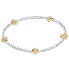 Signature Cross Small 2mm Mixed Metal Bracelet - Gold