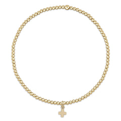 Classic Gold 2mm Bracelet - Signature Cross Small Gold Charm