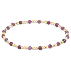 egirl Gemstone Gold Sincerity Pattern 3mm Bead Bracelet - Ruby