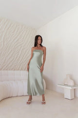 Gleam In Gold Maxi Dress Khaki