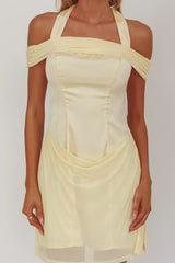 Matias Off-Shoulder Sleeve Halter Mini Dress Butter