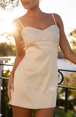 Fran Gold Sequin Contrast Party Mini Dress