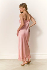 Sorone Satin Lace Maxi Slip Dress