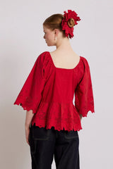 lana blouse - red