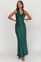 Cassiopeia Open Back Maxi Dress Forest Green