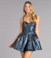 Darleen Brocade Lace-Up Skater Dress