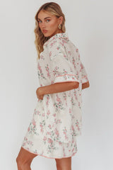 Catherina Ric-Rac Trim Mini Skirt Floral Pink