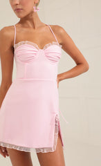 Corset Ruffle Dress in Pink