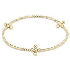 Beaded 3mm Gold Signature Cross 2mm Gold Bracelet