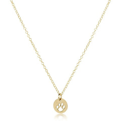 16" Necklace Gold - Paw Print Small Gold Disc