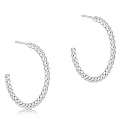 Beaded Classic 1.25" Post Hoop - 3mm Sterling