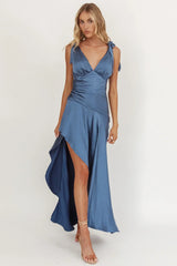 Aquila Tied Shoulder High-Low Hem Dress Navy