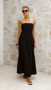 Astrid Strapless Maxi Dress - Black