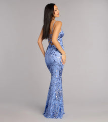 Aila Floral Sequin Mesh Mermaid Dress