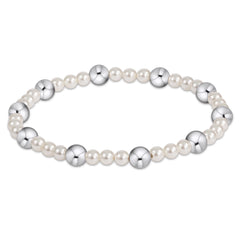 Pearl Sincerity Pattern 4mm Bead Bracelet - 6mm Sterling