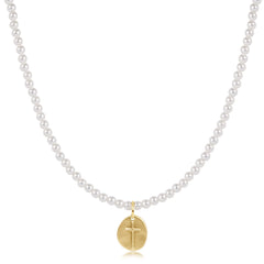 Choker Beaded - Classic Pearl 3mm - Inspire Small Gold Disc