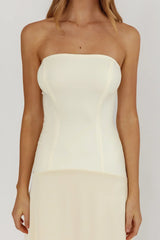 Star Avenue Strapless Drop Waist Maxi Dress Butter