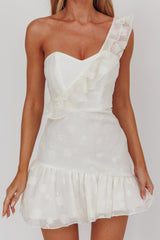 Minka One-Shoulder Ruffle Mini Dress Off White