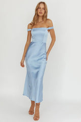 Cari Off-Shoulder Strap Maxi Dress Ice Blue