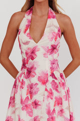 El Corazon Halterneck Dress Floral Pink