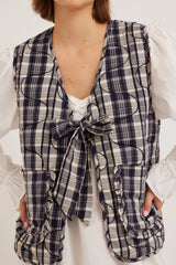 arte tie gilet - navy check