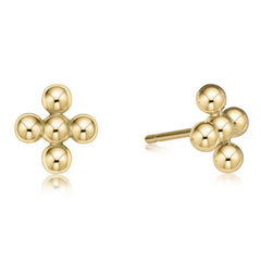 Signature Cross Beaded 4mm Gold Studs