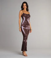 Moonlit Bloom Abstract Floral Maxi Dress
