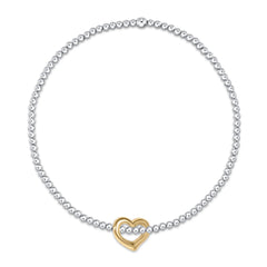 Classic Mixed Metal 2.5mm Bracelet - Love Gold Charm
