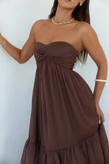 Unforgettable Style Strapless Maxi Dress Brown