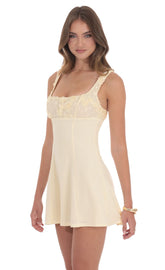 Florette Bust Skater Dress in Cream