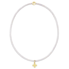 Hope Classic Silky White Bracelet - Signature Cross Small Gold Charm