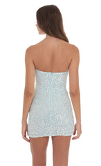 Sequin Strapless Bodycon Dress in Seafoam Blue