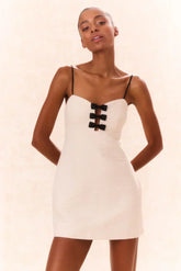 Adelaide Tweed Mini Dress-Cream