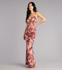 Rosé Nights Floral Halter Maxi Dress