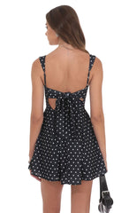 Polka Dot Fit and Flare Dress in Black
