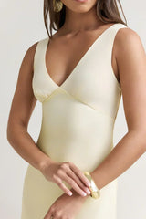 Lost In Daydreams Satin Maxi Dress Yellow