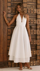 Kathy Halter Neck Maxi Dress - White