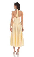 Halter Midi Dress in Yellow