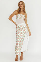 Jerica Wrap Front Maxi Skirt Floral Blush