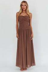 High Streets Strapless Maxi Dress Mocha