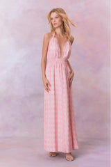 Love Heirloom Print Halter Maxi Dress