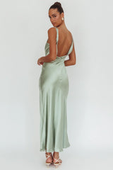 Good Intentions Cowl Neck Open Back Maxi Dress Sage